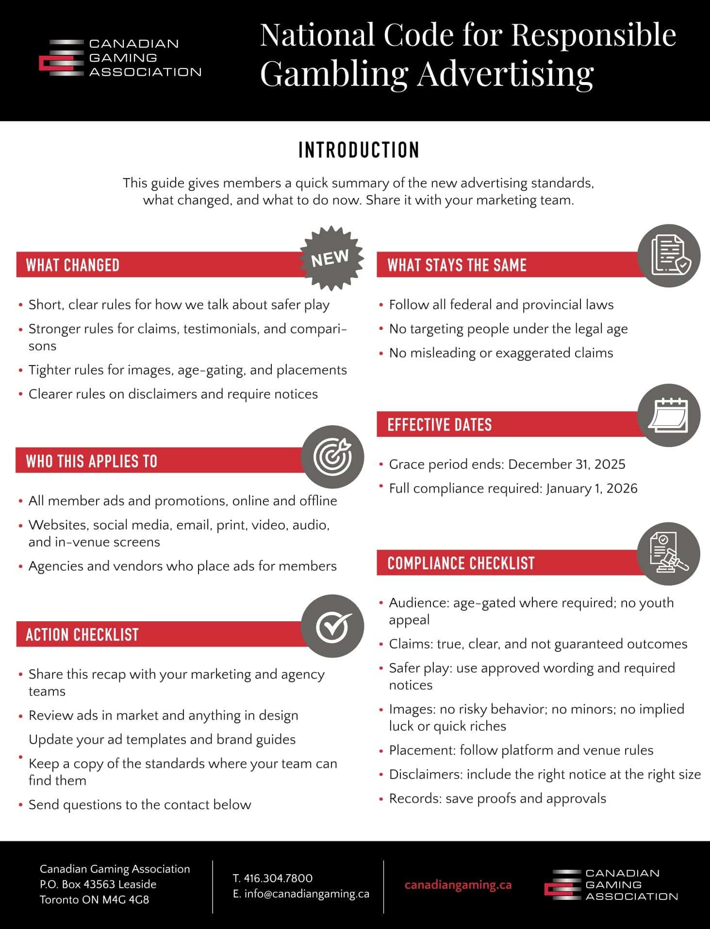 Canadian Gaming Association promotes responsible gambling advertising standards.