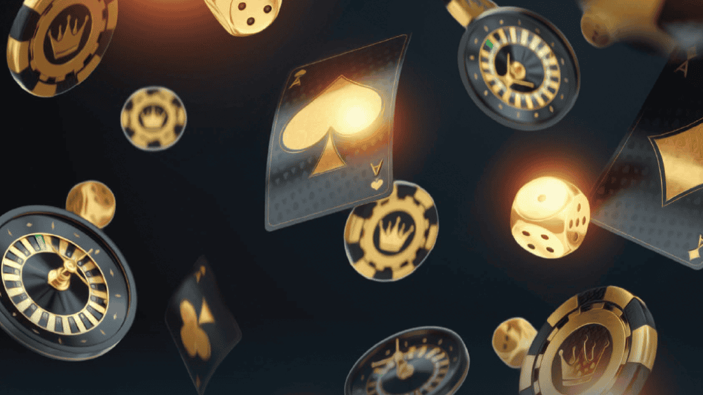 Casino chips, cards, and dice representing gaming and betting.